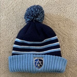 FC Stars Striped Blue Beanie with Pom